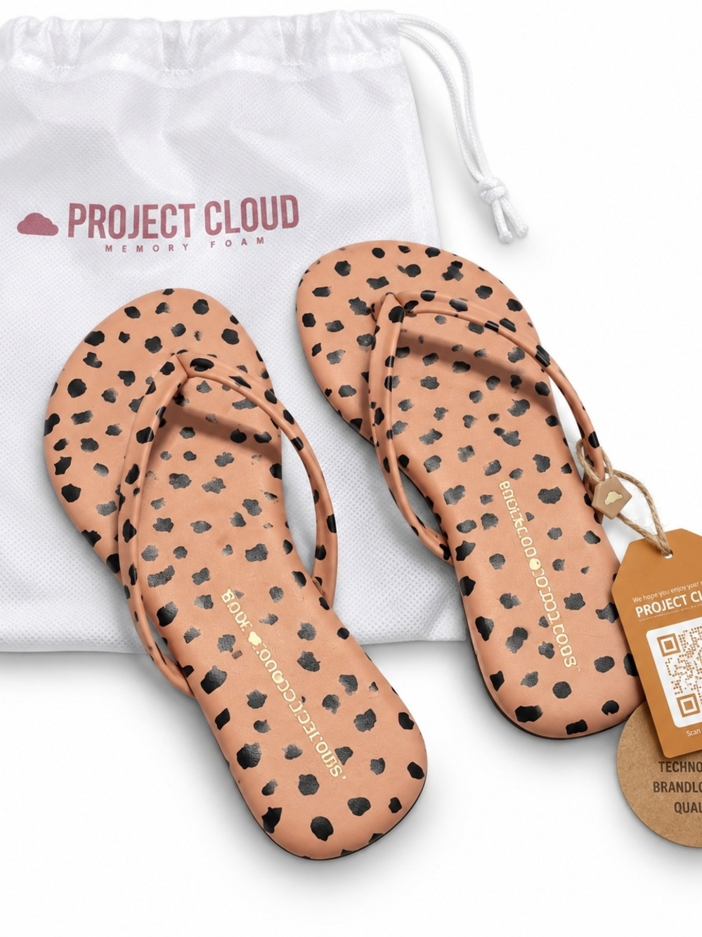 Project Cloud Kids Leopard Flip Flops Size 11K NWT